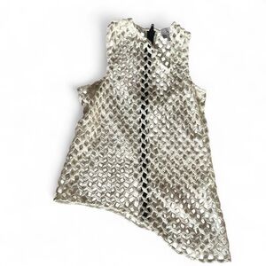 White mesh asymmetrical designer zipper back top / coverup